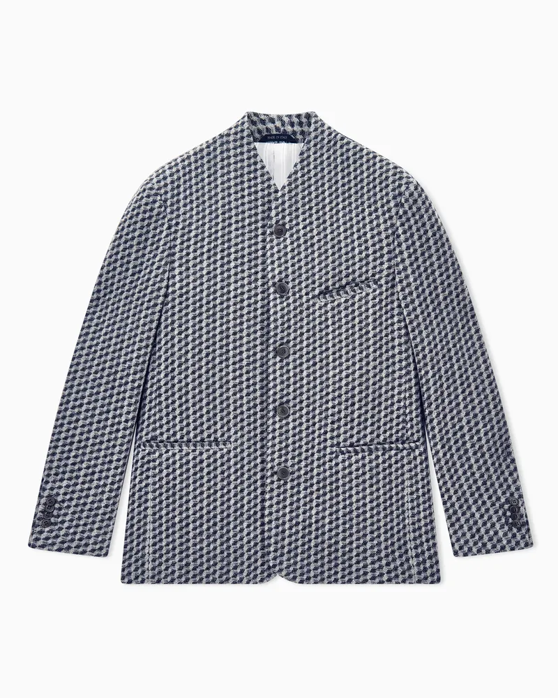 Giorgio Armani Blazer aus Wolle und Kaschmir mit Hahnentrittmuster Schwarz