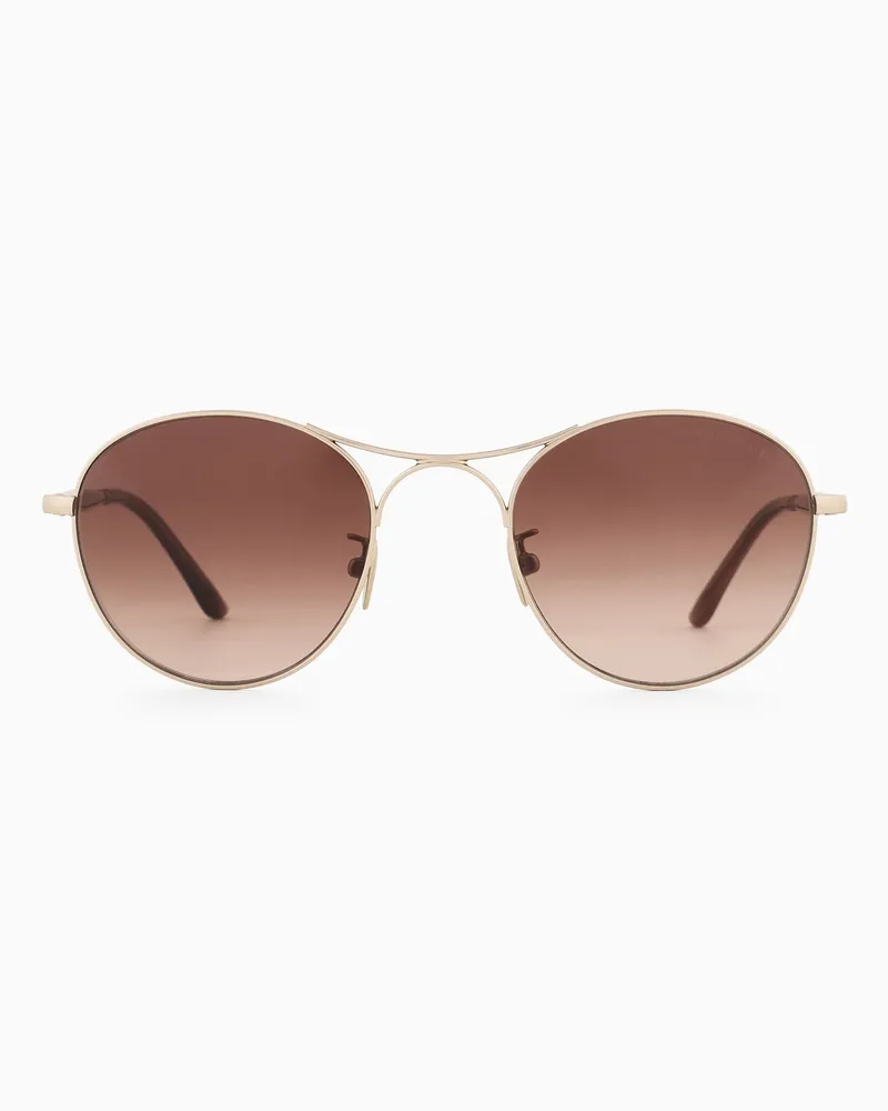 Giorgio Armani Unisex-Sonnenbrille mit runder Fassung Goldfarben