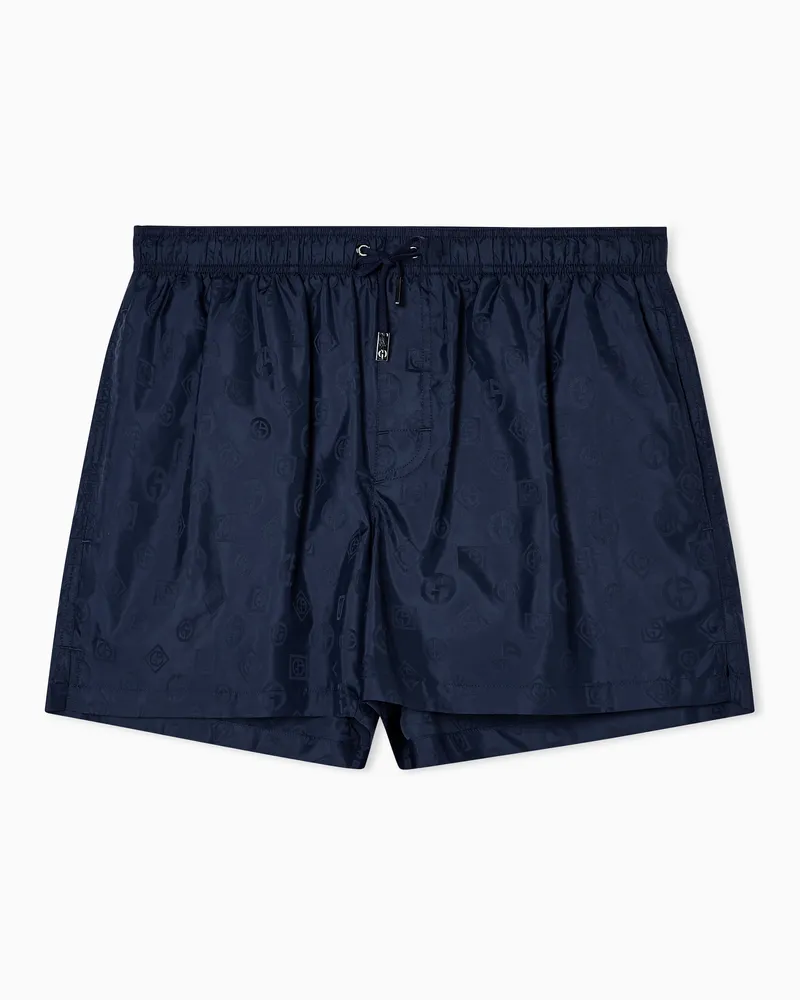 Giorgio Armani Badeboxershorts mit Monogramm Blau