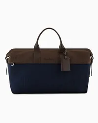 Giorgio Armani Kleine Reisetasche Aus Trikotstrick und Leder Blau