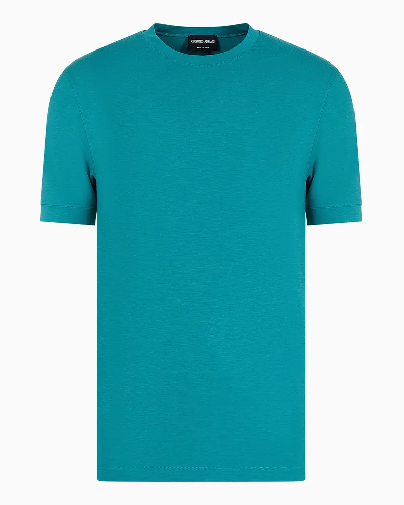 Giorgio Armani T-Shirt mit Rundhalsausschnitt und kurzen Ärmeln, gefertigt aus elastischem Viskose-Jersey Grün