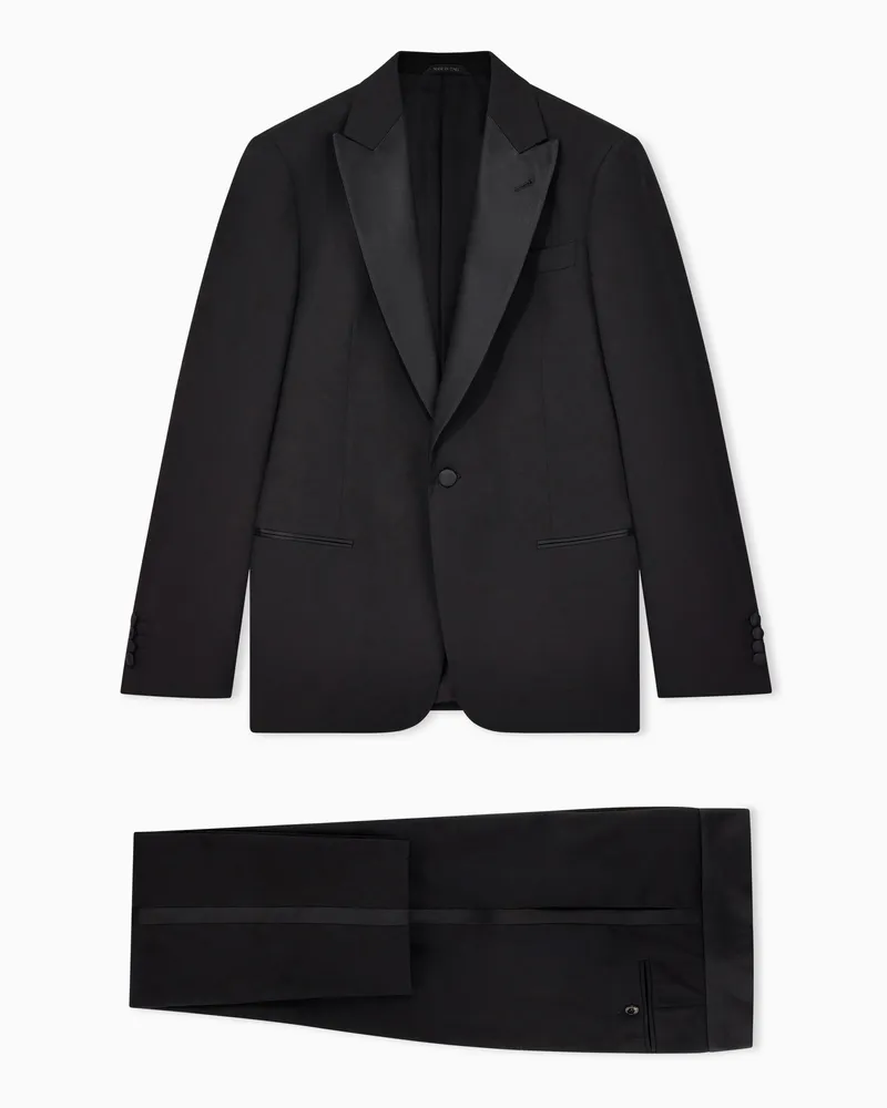 Giorgio Armani Einreihiger Smoking der Soft-Linie aus Schurwolle Schwarz