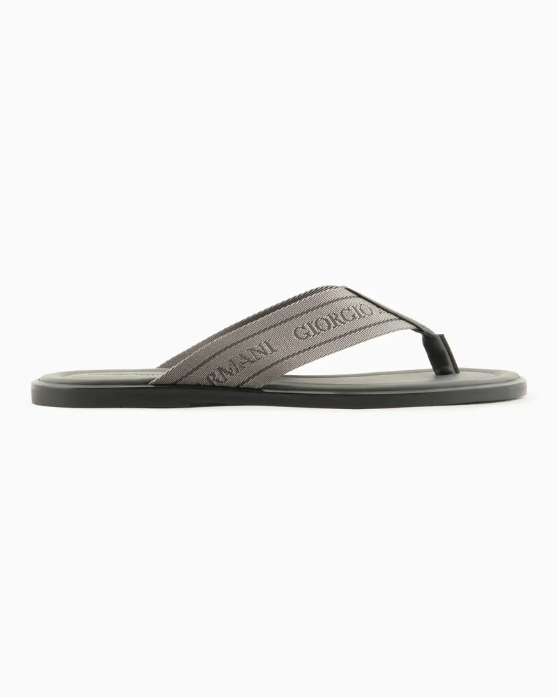 Giorgio Armani Zehensandalen aus Webband Grau