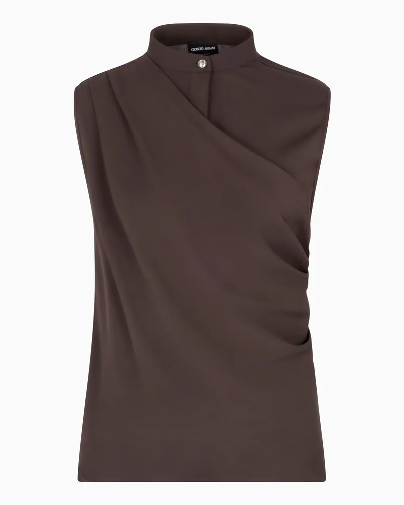 Giorgio Armani Drapiertes Top aus dreilagigem Seiden-Georgette Braun