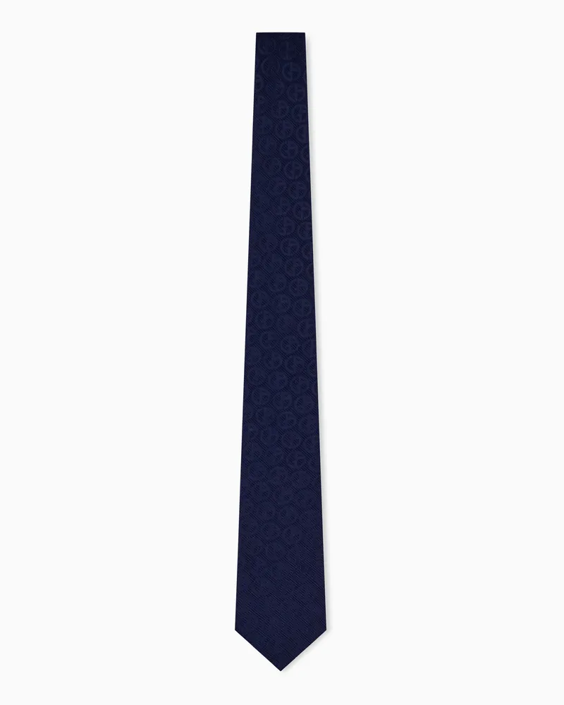 Giorgio Armani Krawatte aus glatter Seide mit dezentem Muster Blau