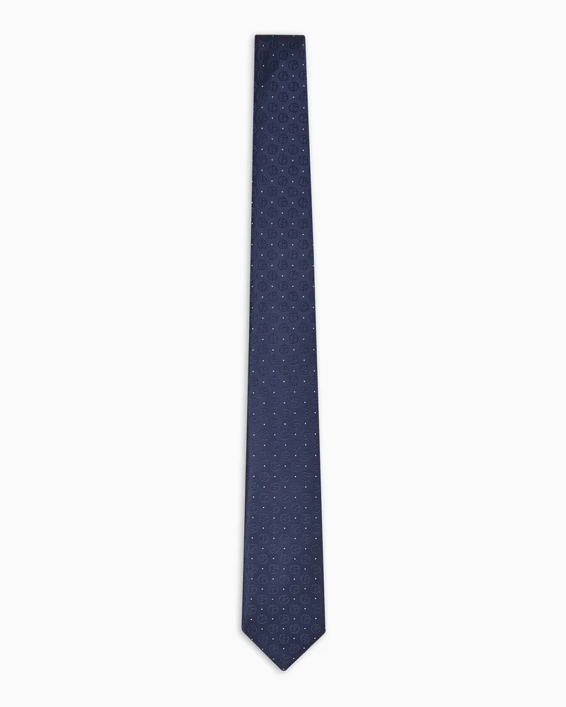 Giorgio Armani Krawatte aus Seiden-Jacquard-Stoff mit Monogramm Blau