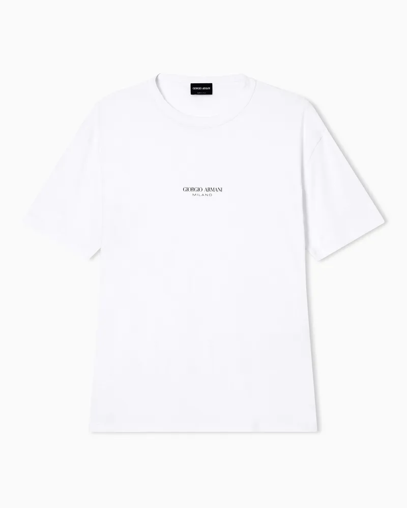 Giorgio Armani T-Shirt mit Rundhalsausschnitt aus Baumwoll-Interlock Weiß