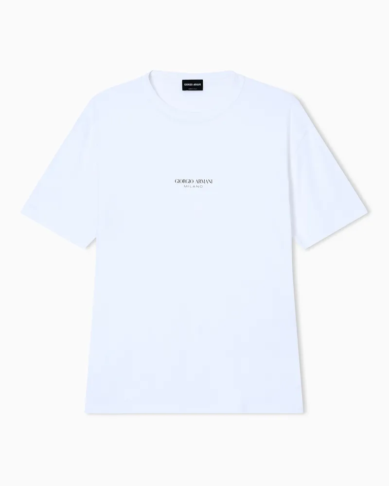 Giorgio Armani T-Shirt mit Rundhalsausschnitt aus Baumwoll-Interlock Weiß