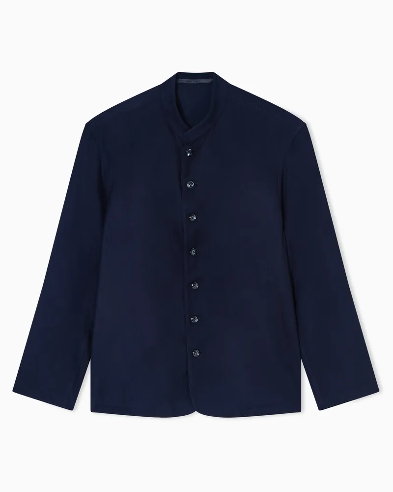 Giorgio Armani ASV Blouson aus fließender Wolle Marineblau