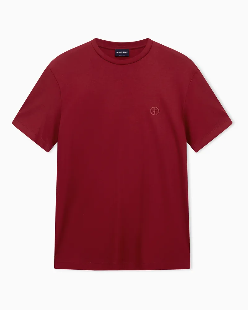 Giorgio Armani T-Shirt aus Interlock-Baumwolle mit Logostickerei Rot