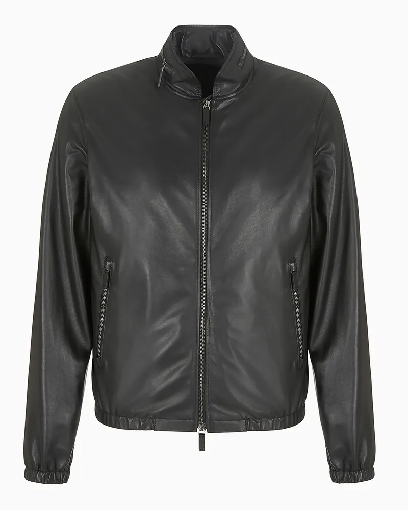 Giorgio Armani Blouson aus Nappa mit Reißverschluss Schwarz