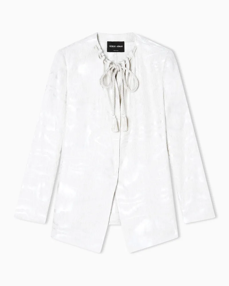 Giorgio Armani Moiré-Leinenjacke Weiß