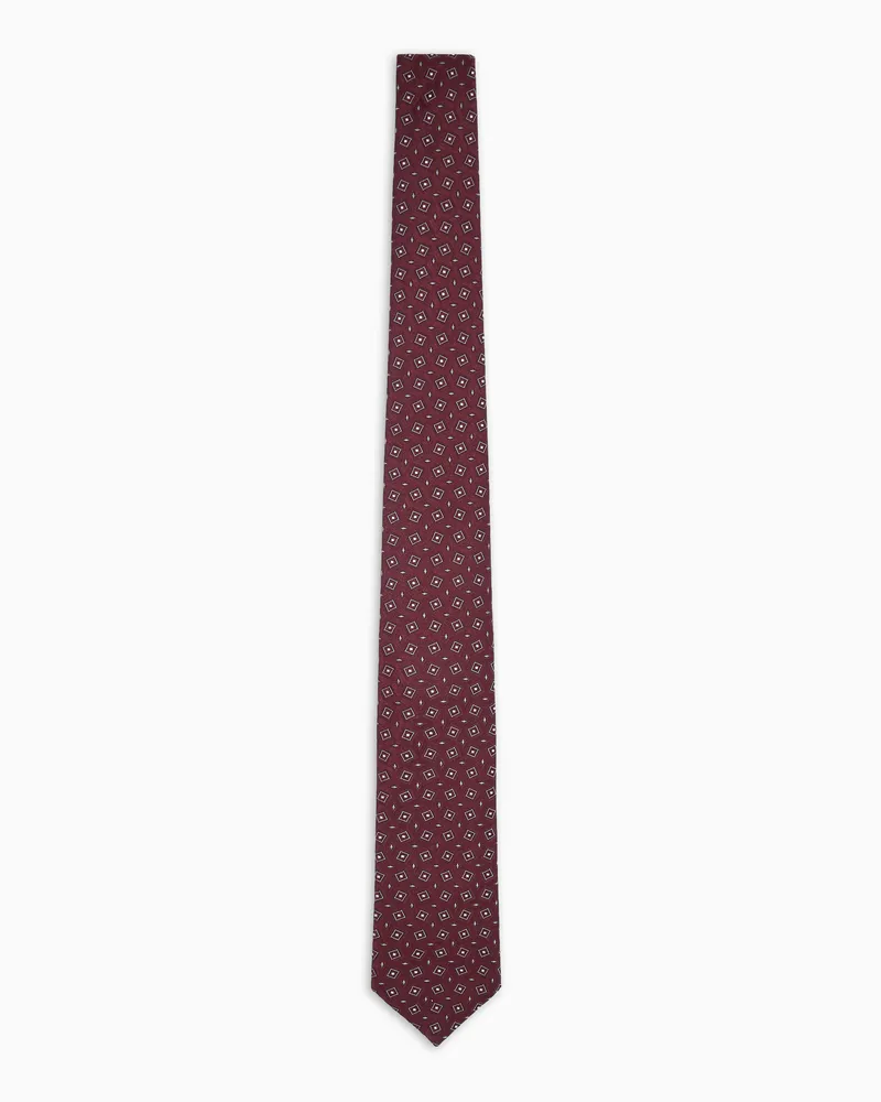 Giorgio Armani Krawatte aus Seiden-Jacquard mit geometrischem Muster Rot