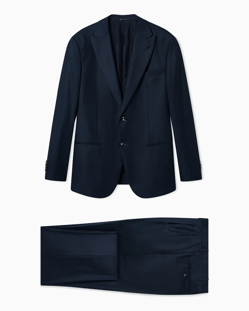 Giorgio Armani Einreihiger Anzug aus der Soho-Linie aus Schurwolle mit Fischgratmuster Schwarz