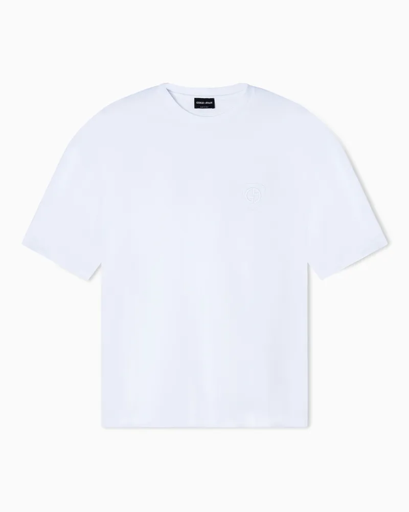 Giorgio Armani ASV T-Shirt mit Rundhalsausschnitt aus Bio-Baumwoll-Interlock Weiß