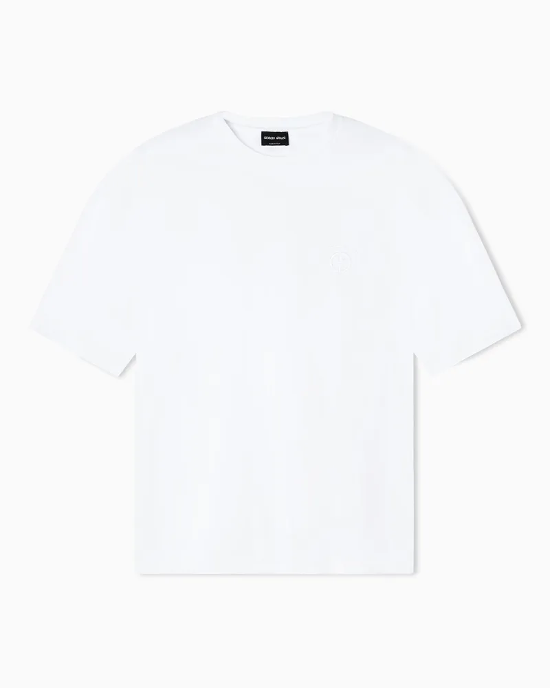 Giorgio Armani ASV T-Shirt mit Rundhalsausschnitt aus Bio-Baumwoll-Interlock Weiß