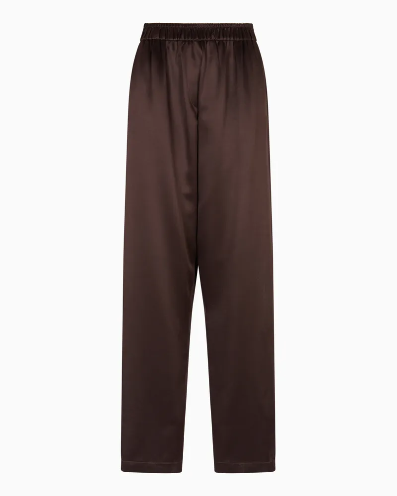 Giorgio Armani Gerade geschnittene Hose aus Tussah-Seiden-Satin Braun