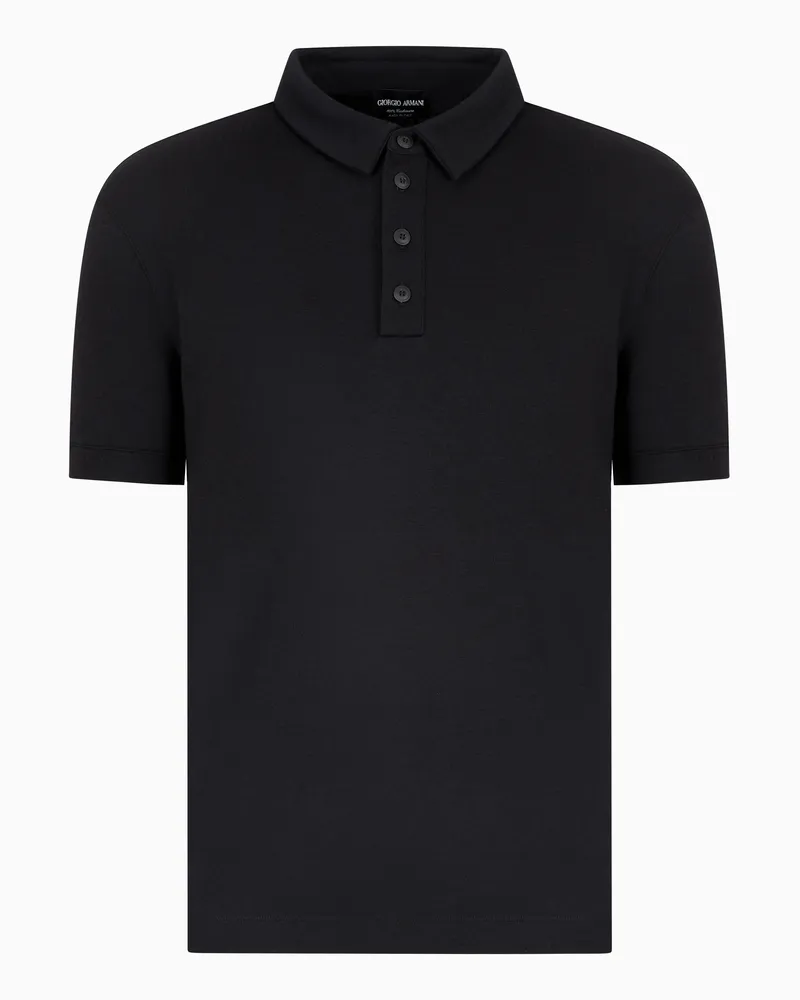 Giorgio Armani Poloshirt aus reinem Kaschmir-Interlock Schwarz