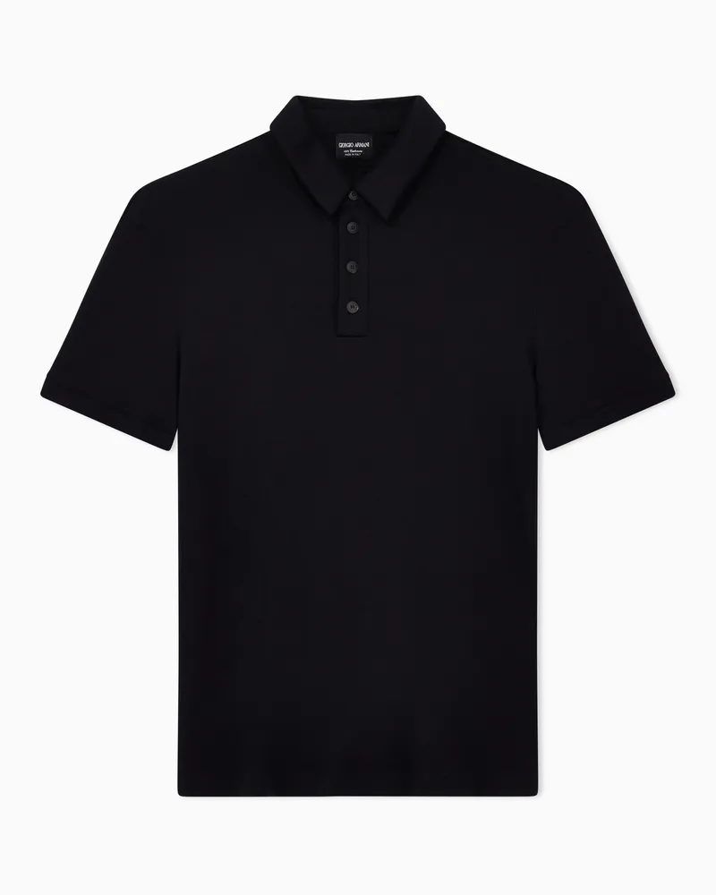 Giorgio Armani ASV Poloshirt aus reinem Kaschmir-Interlock Schwarz