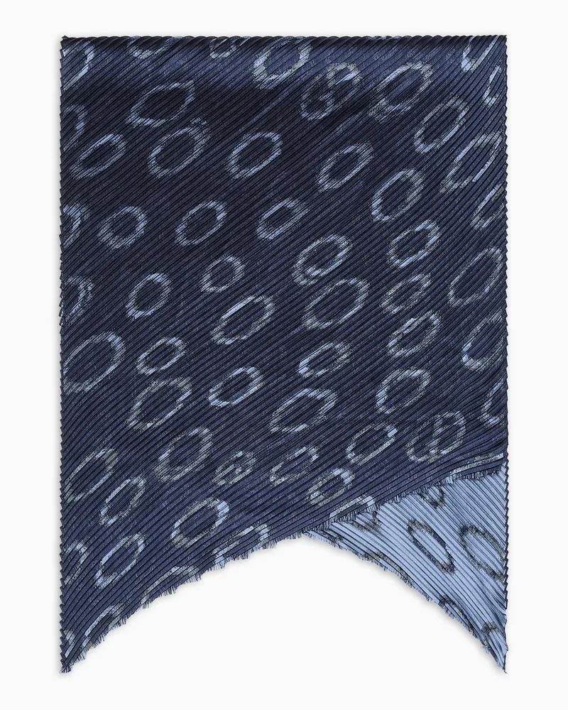 Giorgio Armani Plissierter Schal aus Seiden-Mischung Blau