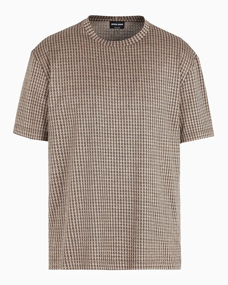Giorgio Armani T-shirt mit Rundhalsausschnitt Aus Bedrucktem Baumwoll-interlock Gemustert