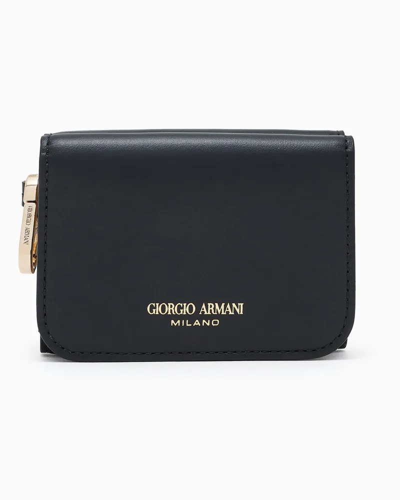 Giorgio Armani Mini-Trifold-Portemonnaie aus Leder Schwarz