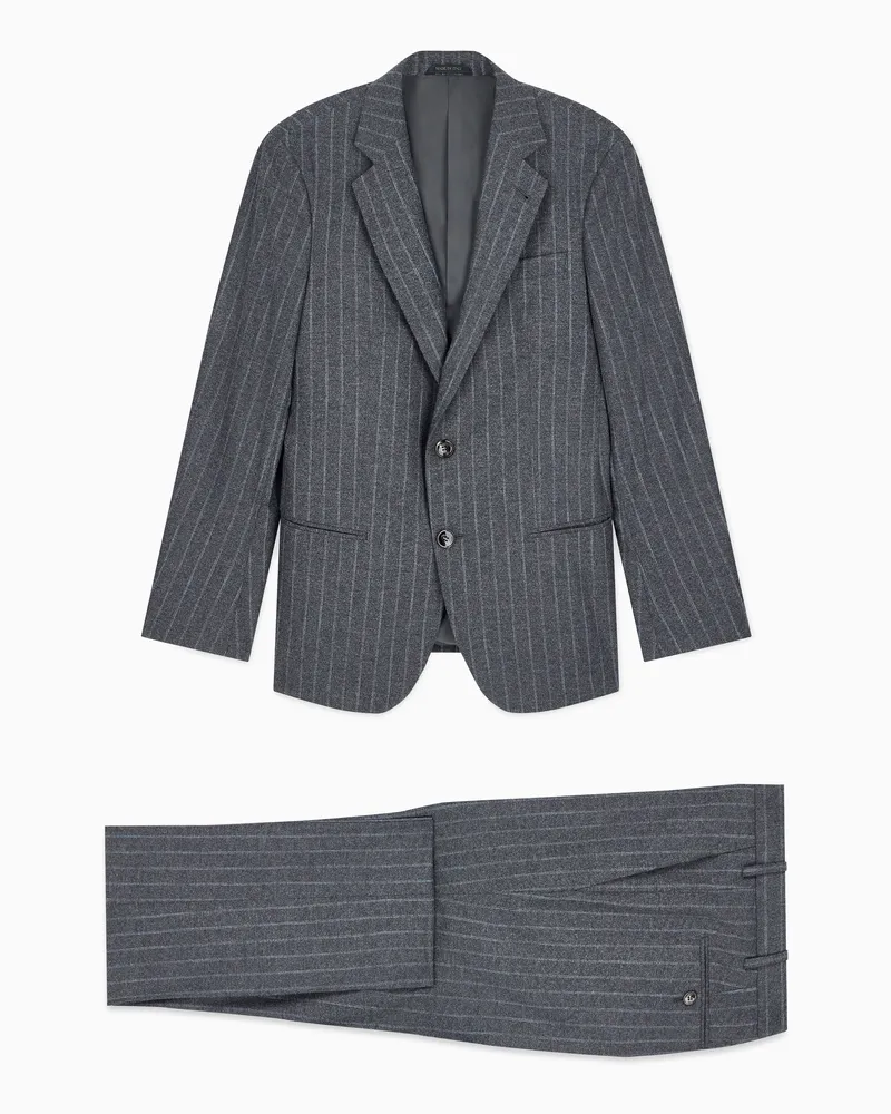 Giorgio Armani Einreihiger Anzug aus Nadelstreifenflanell Manhattan Grau