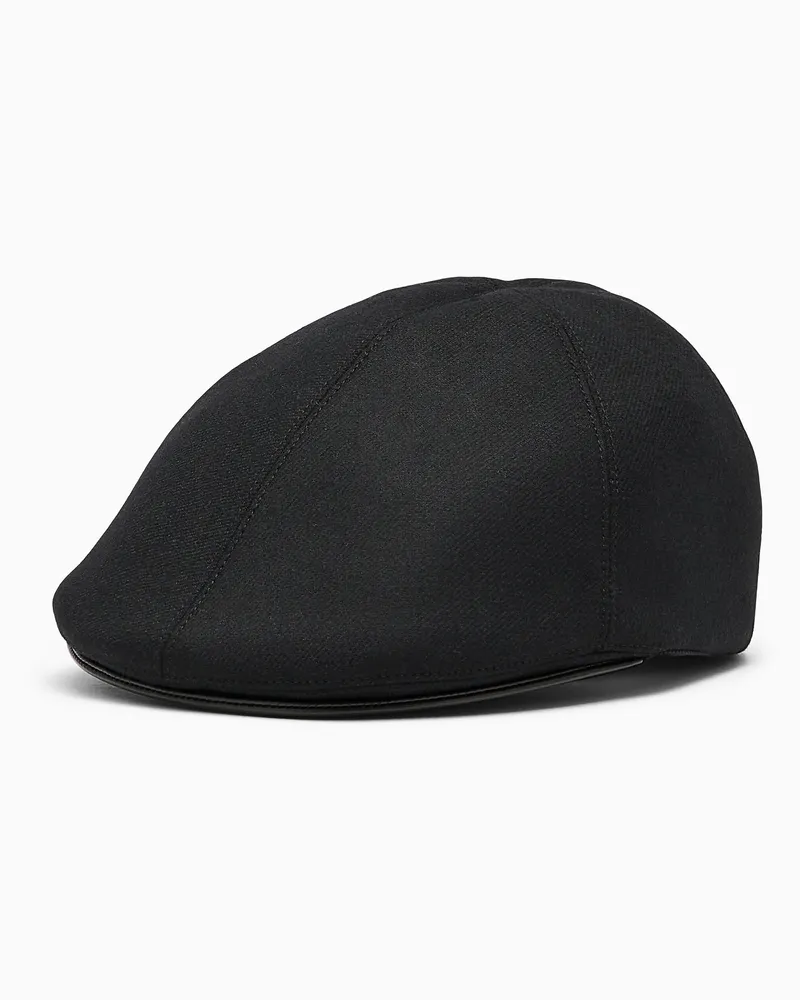Giorgio Armani Coppola Schiebermütze aus Wolle und Kaschmir mit Lederriemen Schwarz