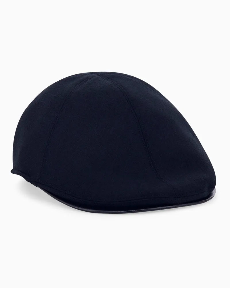 Giorgio Armani Coppola Schiebermütze aus Wolle und Kaschmir mit Lederriemen Schwarz