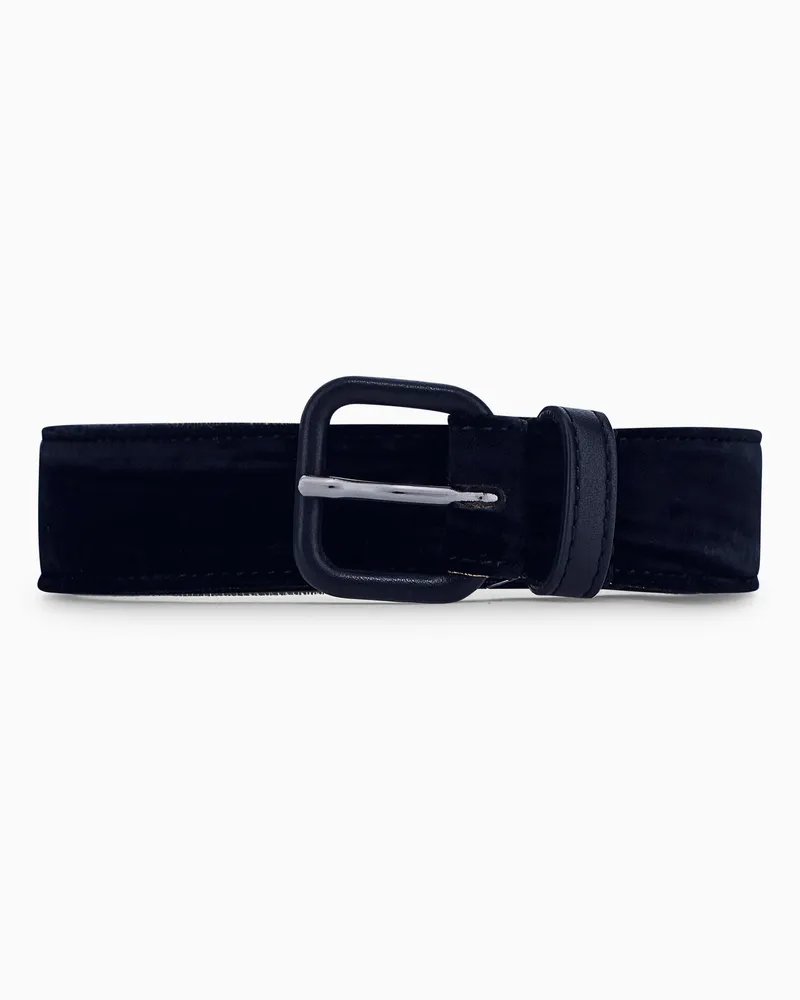 Giorgio Armani Samtgürtel mit matter Dornschließe und Lederdetails Schwarz