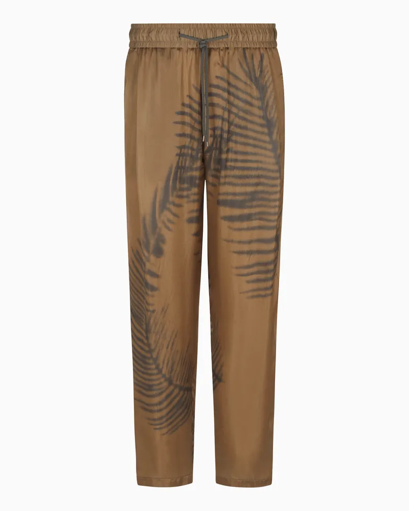 Giorgio Armani Hose mit Tunnelzug aus Cupro mit Print Braun