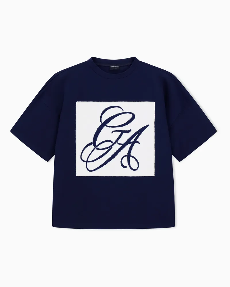 Giorgio Armani GA Maxi-Logo-T-Shirt aus Jersey Blau
