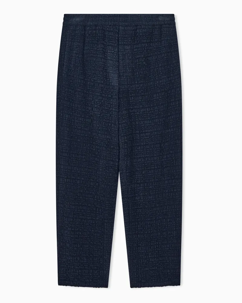 Giorgio Armani Hose aus Stretch-Froissé-Samt mit geradem Bein Marineblau