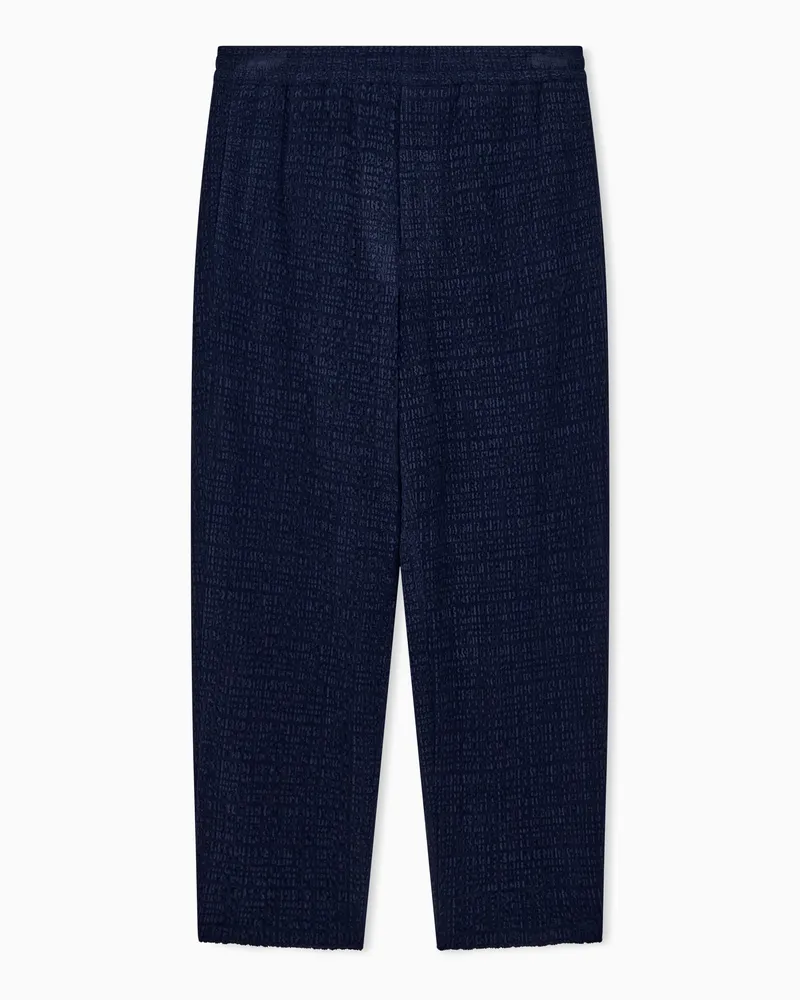 Giorgio Armani Hose aus Stretch-Froissé-Samt mit geradem Bein Marineblau