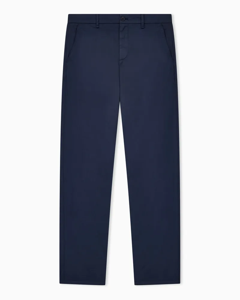 Giorgio Armani Flatfront-Hose aus Baumwollstretch-Gabardine Blau