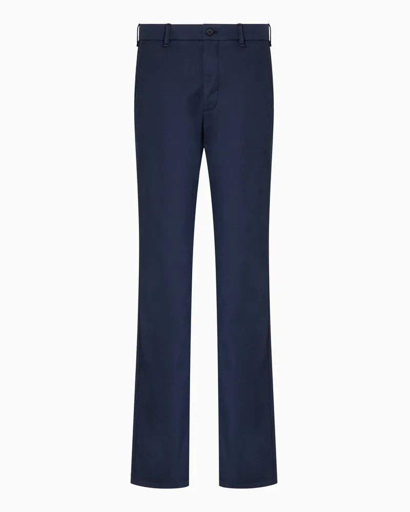 Giorgio Armani Flatfront-Hose aus Baumwollstretch-Gabardine Blau