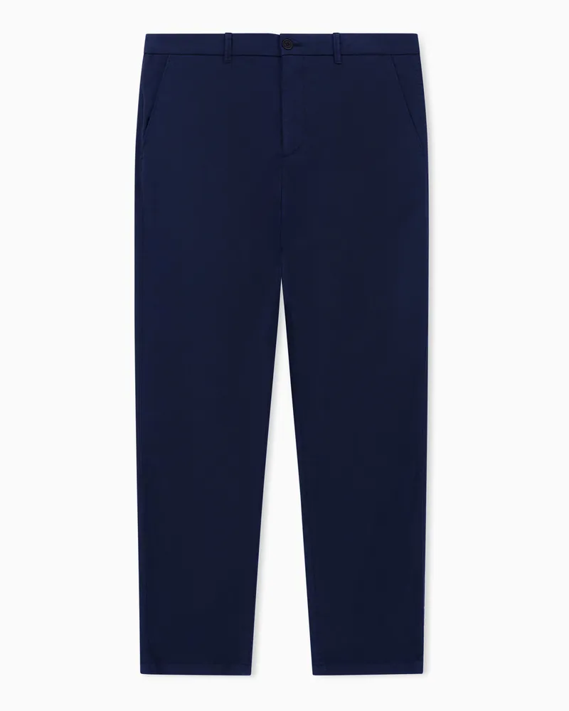 Giorgio Armani Flatfront-Hose aus Baumwollstretch-Gabardine Blau