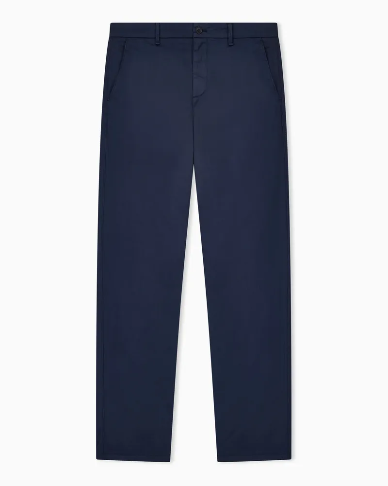 Giorgio Armani Flatfront-Hose aus Baumwollstretch-Gabardine Blau