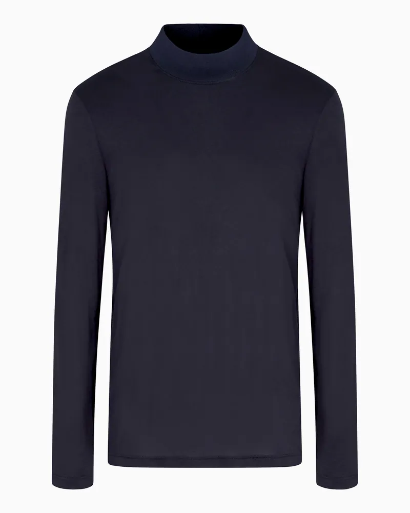 Giorgio Armani Rollkragenpullover aus Viskose-Jersey Blau