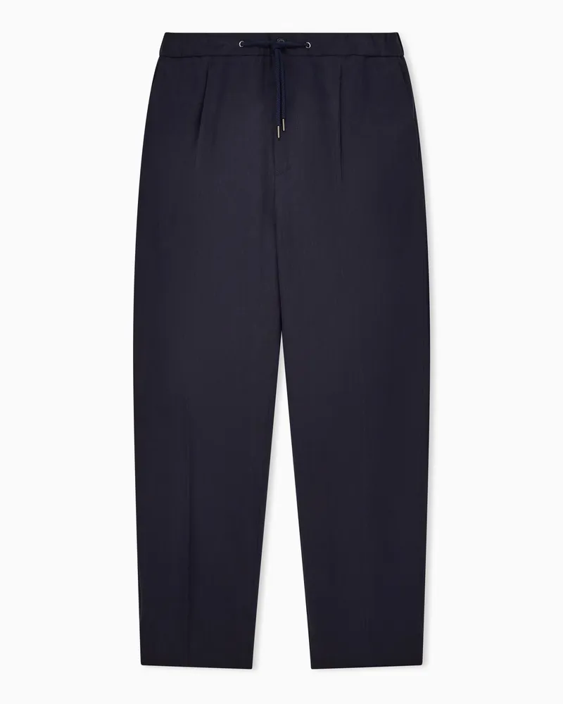 Giorgio Armani Hose mit Bundfalte aus reinem Leinen Marineblau