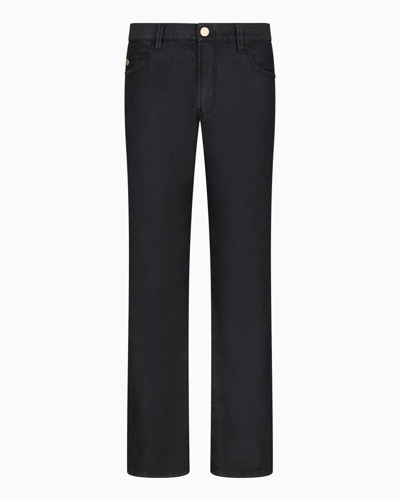 Giorgio Armani Five-Pocket-Hose in Regular Fit aus Baumwolle und Seide mit Stretchanteil Schwarz