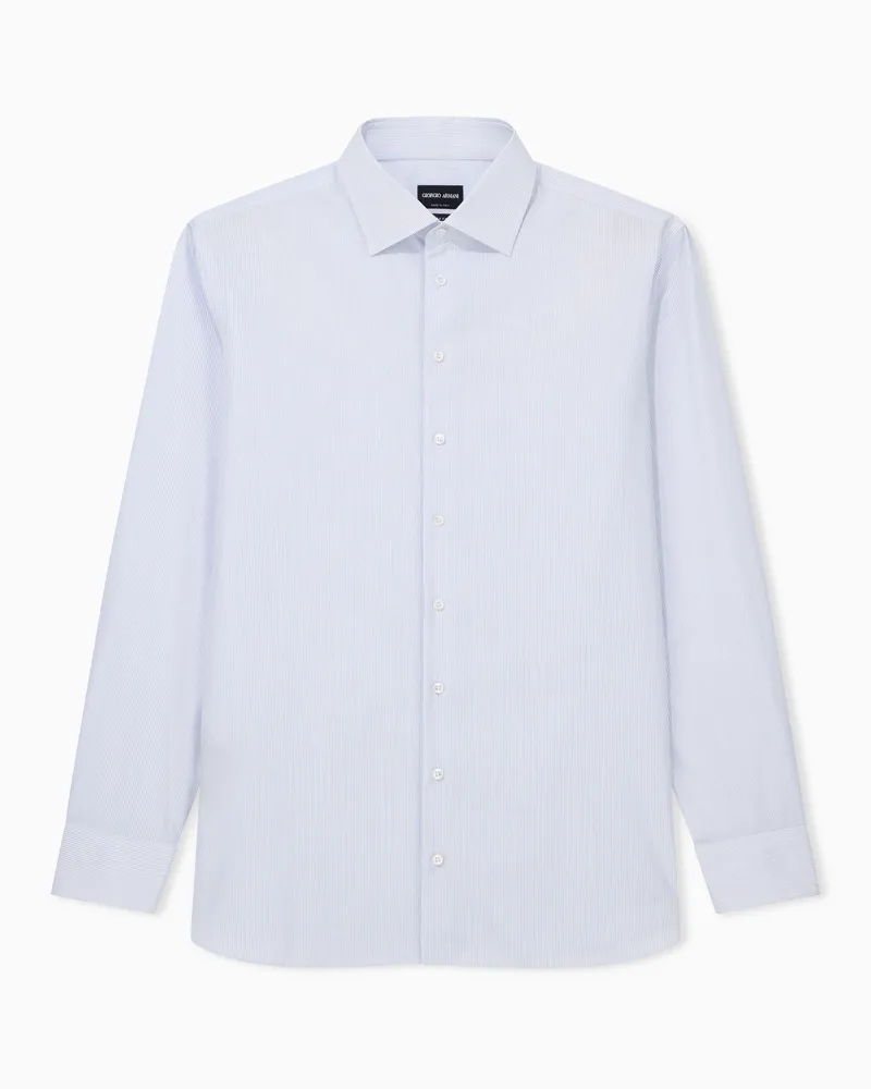 Giorgio Armani Hemd in Regular Fit aus Luxury-Baumwolle mit Streifen Blau