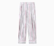 Leinenhose mit Bundfalten aus Jacquard-Viskose