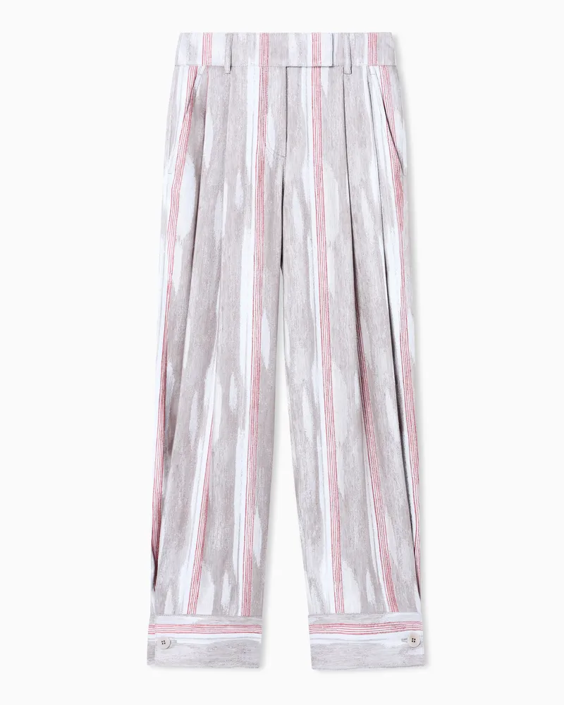 Giorgio Armani Leinenhose mit Bundfalten aus Jacquard-Viskose Grau