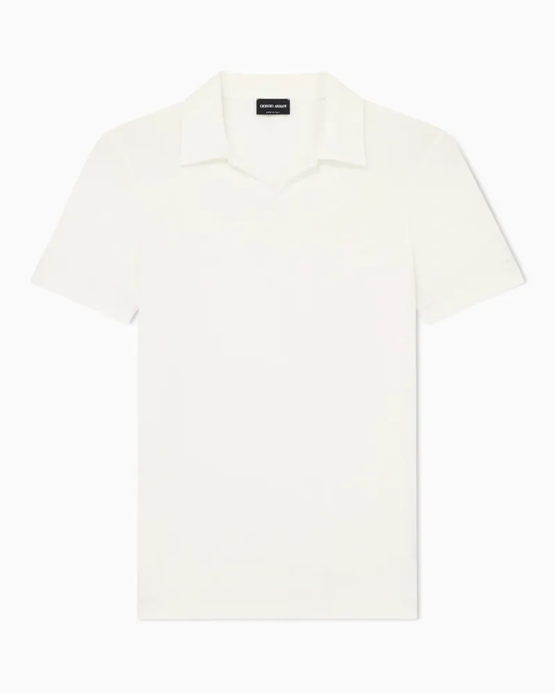 Giorgio Armani ASV Poloshirt mit kurzen Ärmeln aus elastischem Viskose-Jersey Weiß
