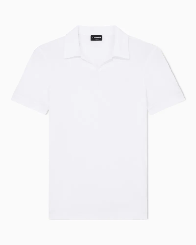 Giorgio Armani ASV Poloshirt mit kurzen Ärmeln aus elastischem Viskose-Jersey Weiß