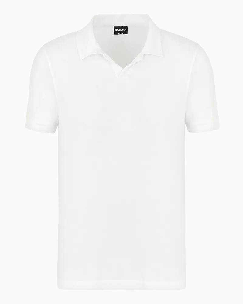 Giorgio Armani ASV Poloshirt mit kurzen Ärmeln aus elastischem Viskose-Jersey Weiß