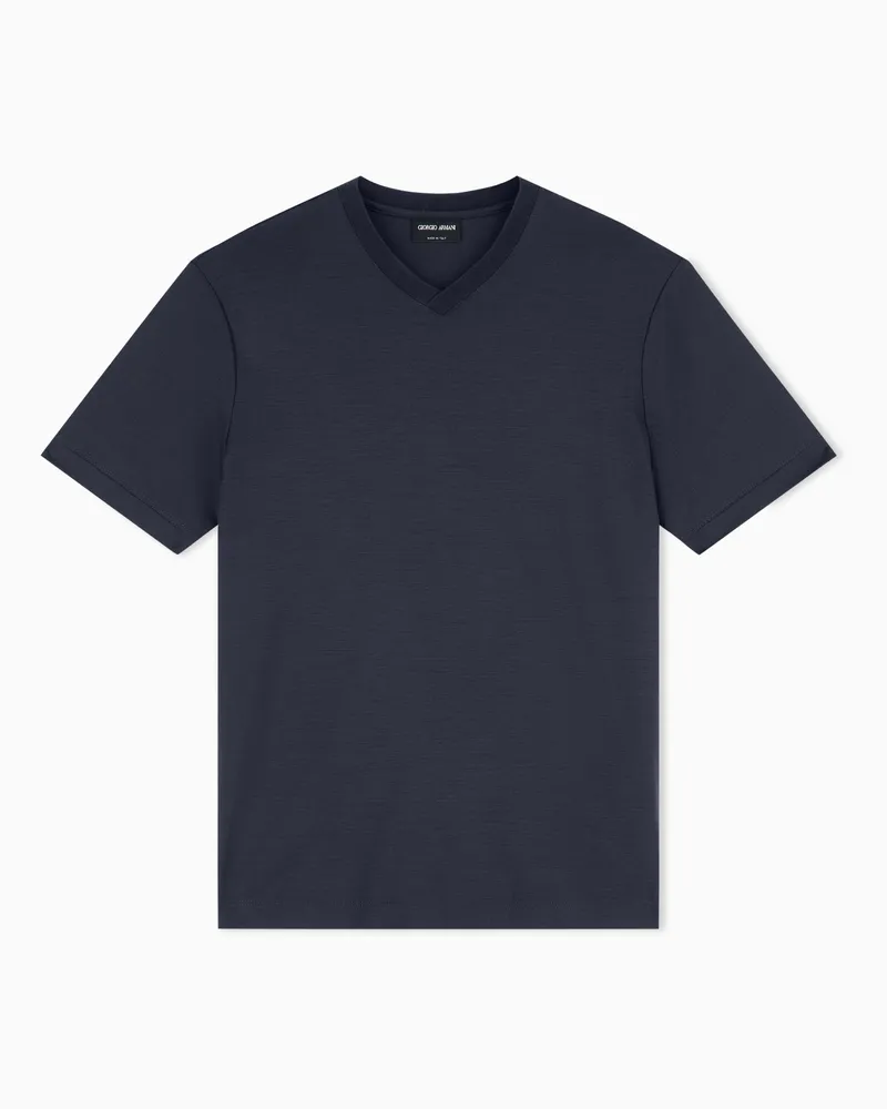 Giorgio Armani T-Shirt aus reinem Schurwollpikee Blau