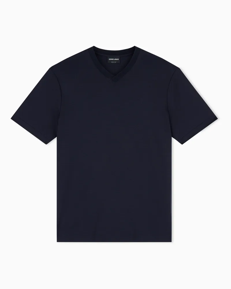 Giorgio Armani T-Shirt aus reinem Schurwollpikee Blau