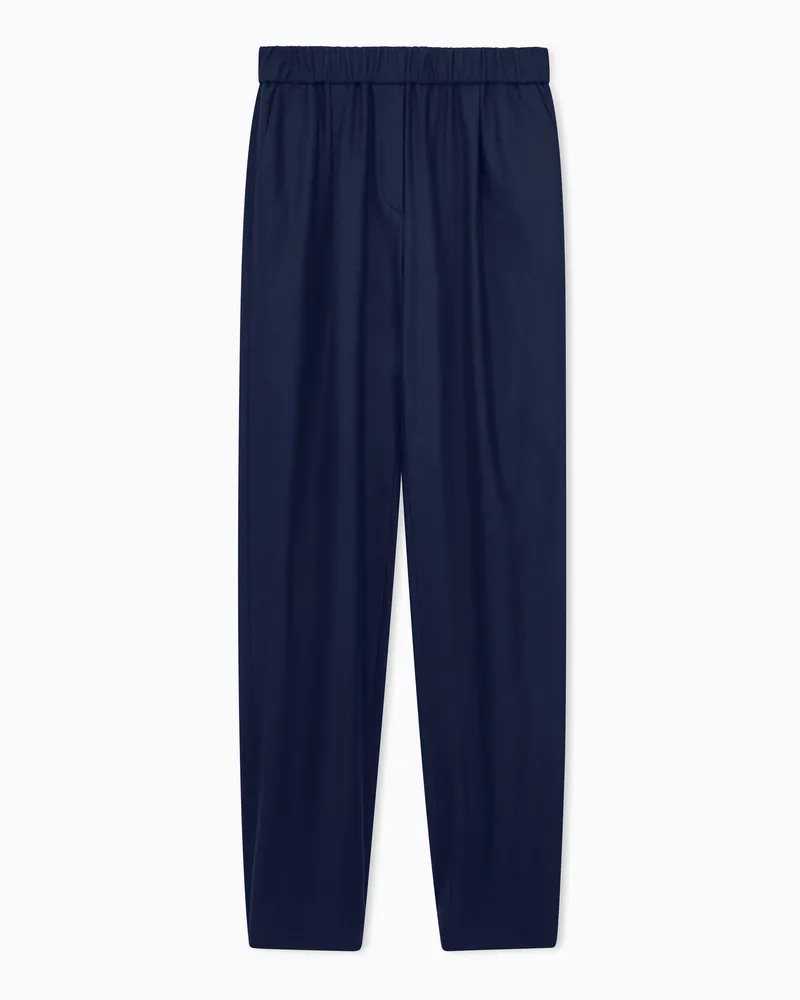 Giorgio Armani Regular Fit Hose aus gewaschener Seide mit elastischem Saum Blau